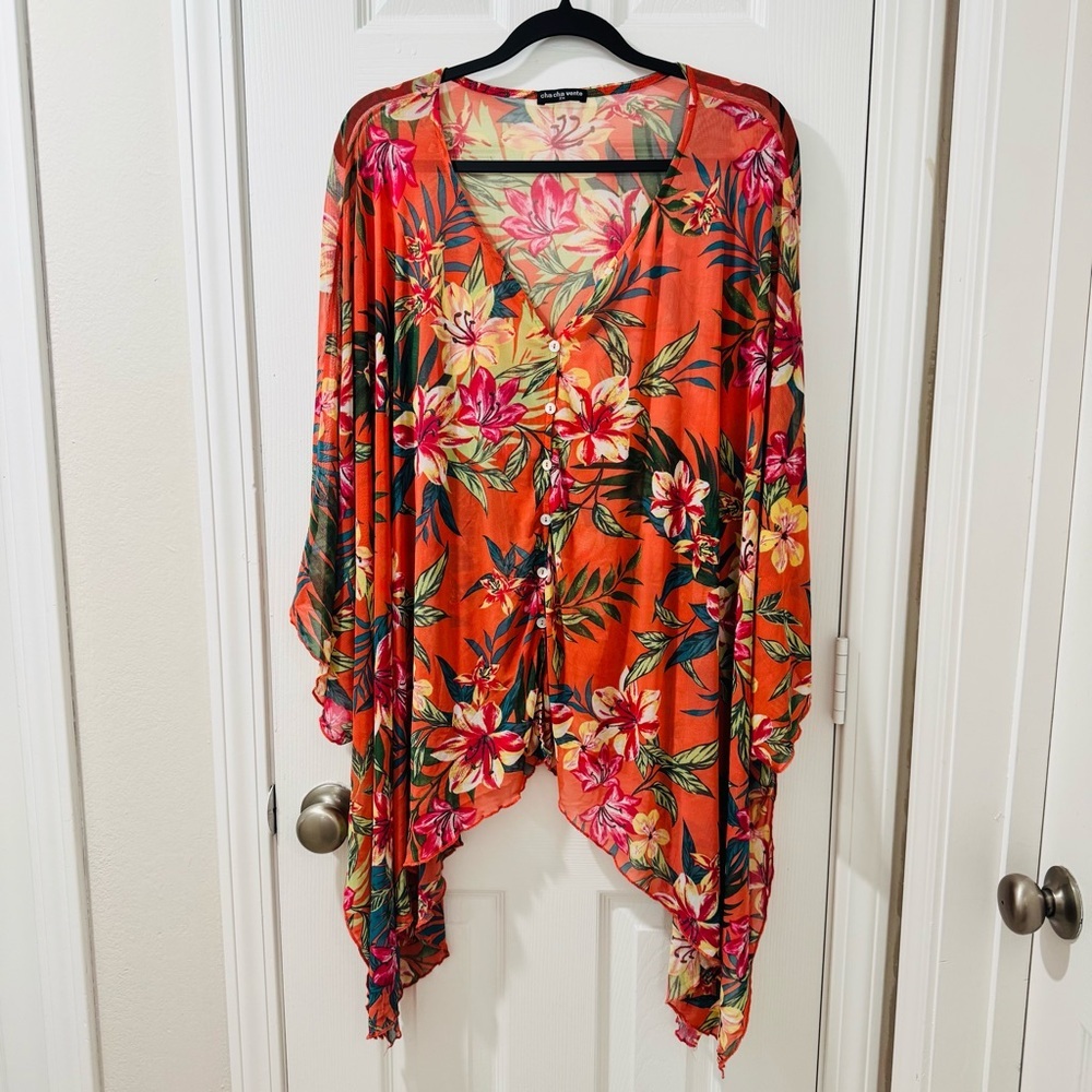 Cha Cha Vente Floral Kimono Cover-Up 2X